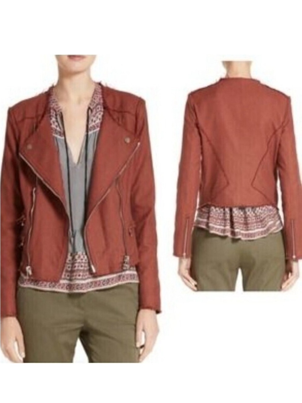 Veronica Beard Rust Stevie Moto Jacket
Mid-weight, lined.  Worn once.